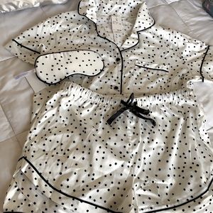 Silk polka dot pj set